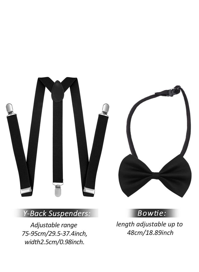 1920s Men Fancy Dress Accessories Set 5 Pieces, 1920s Men Accessories Set Includings Beret Hat, Adjustable Elastic Y-Back Suspenders, Bow Tie, Vintage Pocket Watch and Toy Handle - Image 5