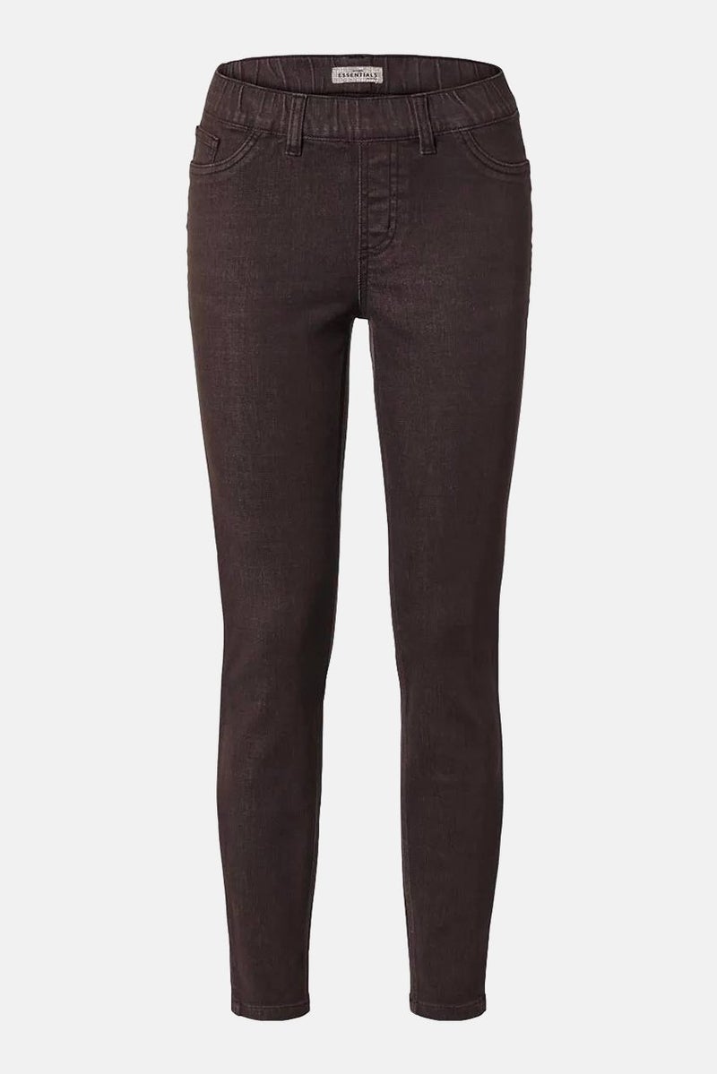Tchibo Women Slim Fit Plain Stetchable Jeggings, Brown - Image 2