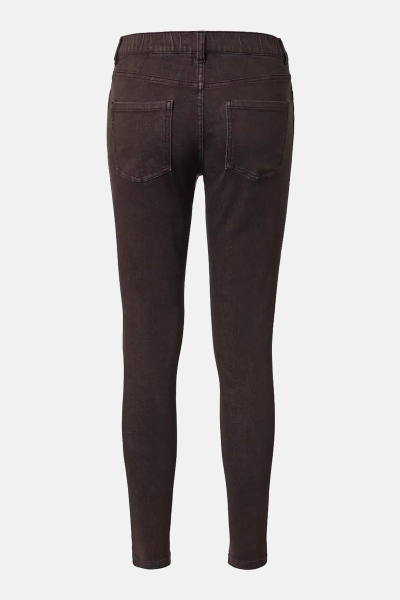 Tchibo Women Slim Fit Plain Stetchable Jeggings, Brown - Image 3