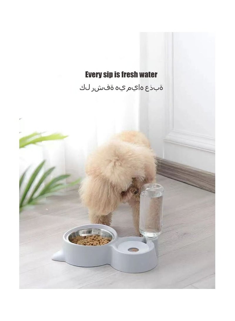 Automatic Double Pet Bowl Grey/White