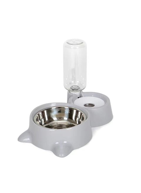 Automatic Double Pet Bowl Grey/White