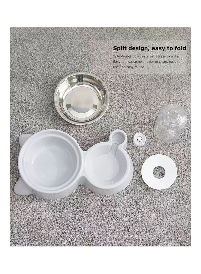 Automatic Double Pet Bowl Grey/White