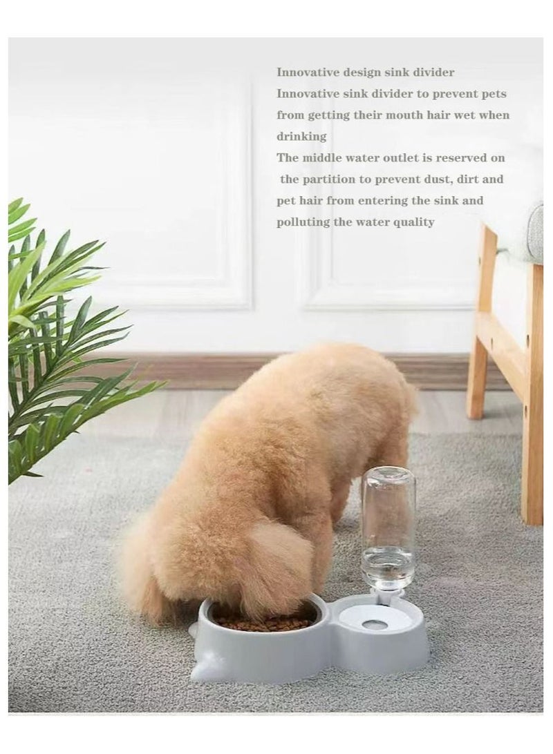 Automatic Double Pet Bowl Grey/White