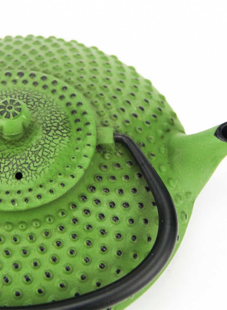 تيلاند إبريق شاي من الحديد الزهر الداخلي مطلي بالمينا مع مصفاة من الفولاذ المقاوم للصدأ لتخمير أوراق الشاي السائبة (أخضر) 1.2 لتر - Image 2