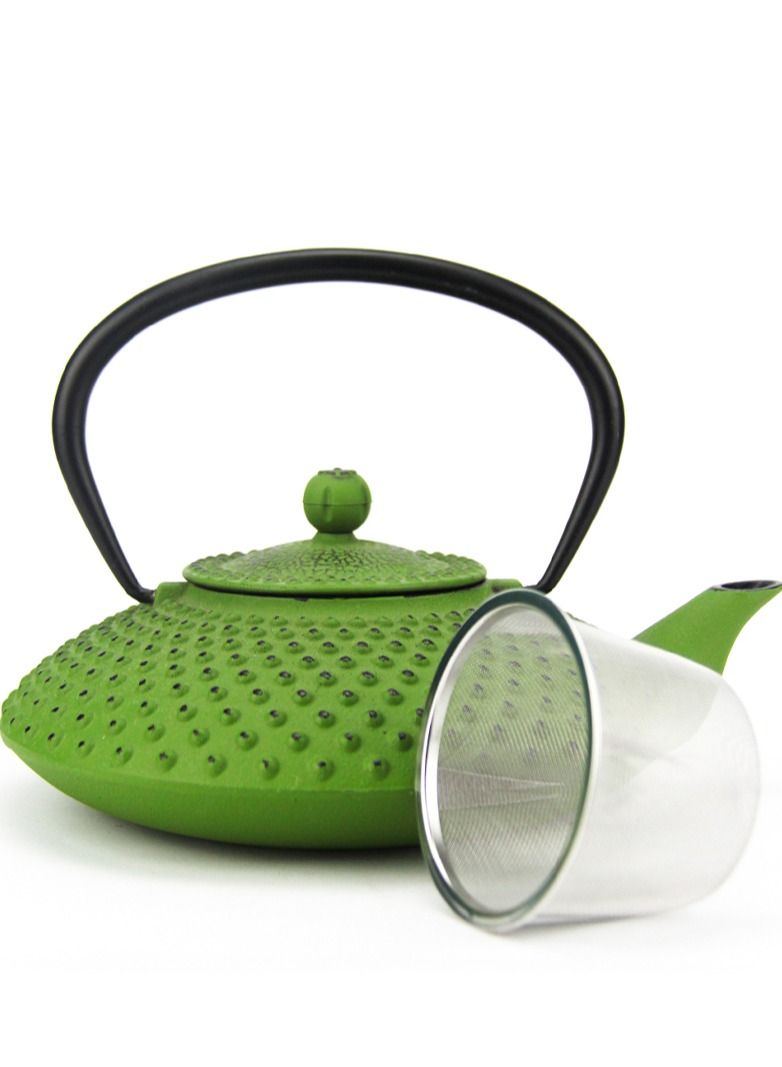 تيلاند إبريق شاي من الحديد الزهر الداخلي مطلي بالمينا مع مصفاة من الفولاذ المقاوم للصدأ لتخمير أوراق الشاي السائبة (أخضر) 1.2 لتر - Image 4