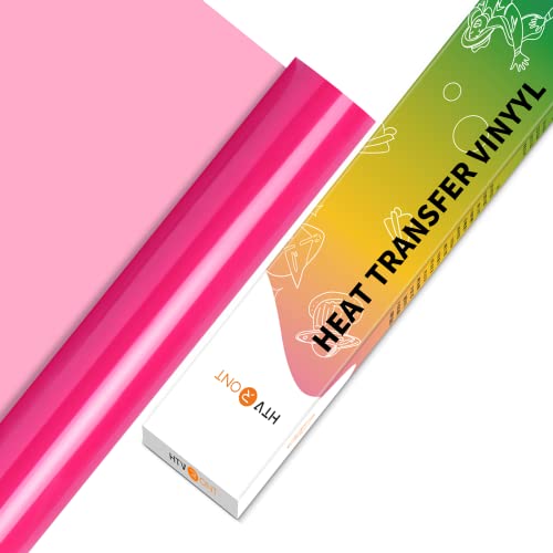 HTVRONT HTV Vinyl Rolls Heat Transfer Vinyl 12 x 5ft Neon Pink HTV Vinyl for Shirts Iron on Vinyl for All Cutter Machine Easy to Cut Weed for Heat Vinyl Design Neon Pink