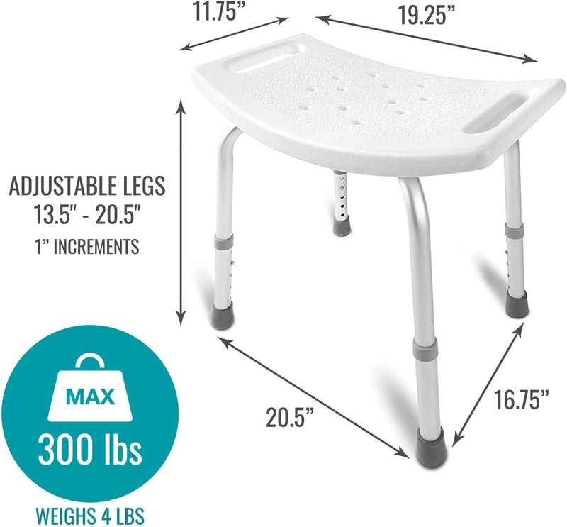 DMI Shower Chair Bath Seat for Tub or Shower Bench for Inside Shower Made of Non Slip Aluminum with Plastic Seat No Tools Needed Adjustable Height Holds Weight up to 300 Pounds Bath Bench White - Image 3
