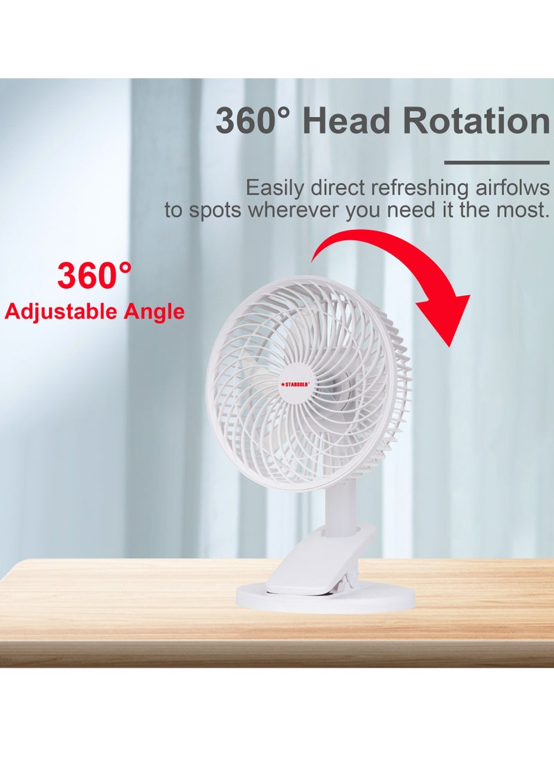 Stargold 8 Inch Rechargeable Table Fan Clip Fan Ceiling Fan With LED Light  - Image 2