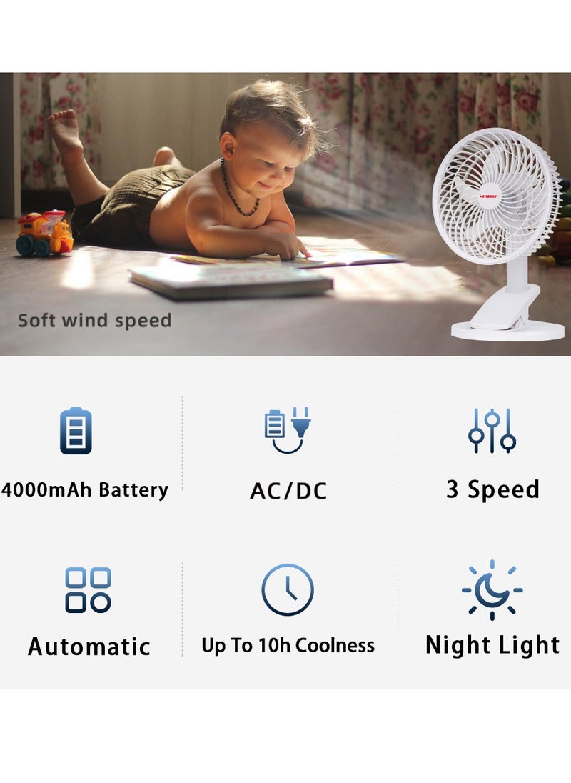Stargold 8 Inch Rechargeable Table Fan Clip Fan Ceiling Fan With LED Light  - Image 4