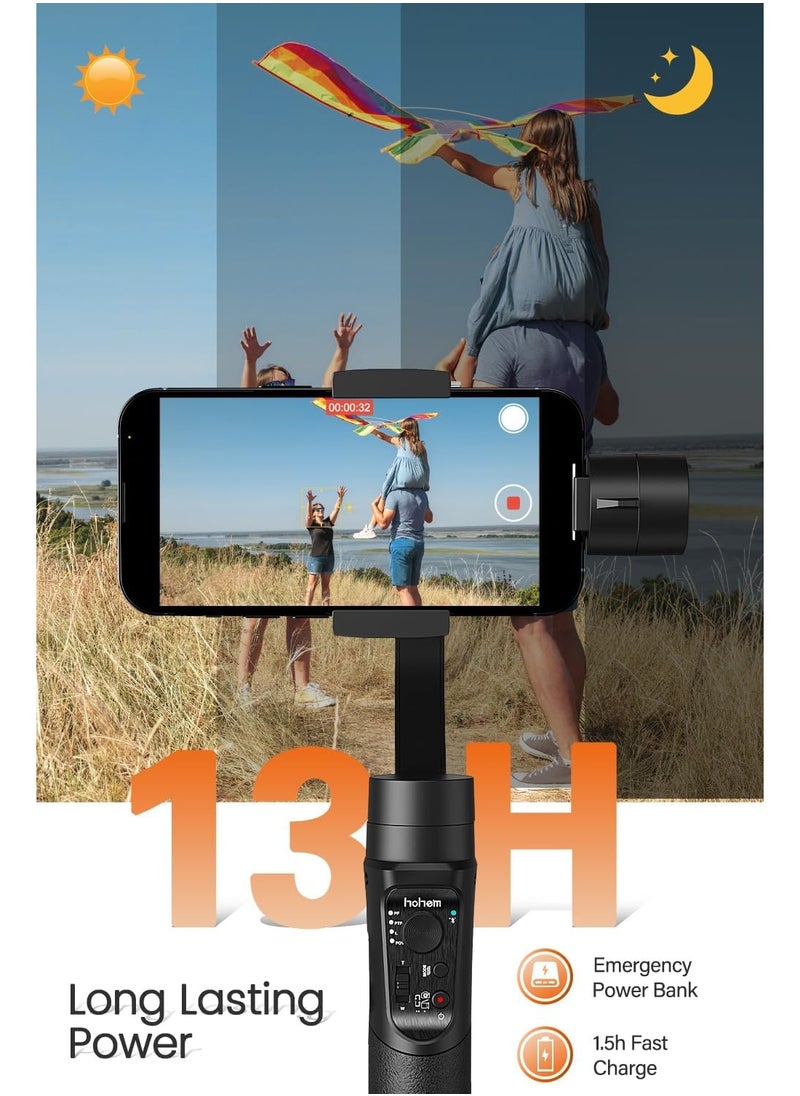 hohem - Hohem iSteady Mobile Plus 3-Axis Gimbal Stabilizer for Smartphones with Face and Object Tracking 600° Auto Rotation for Video Recording Compatible with Android and iPhone 14 15 Pro Max - Image 1