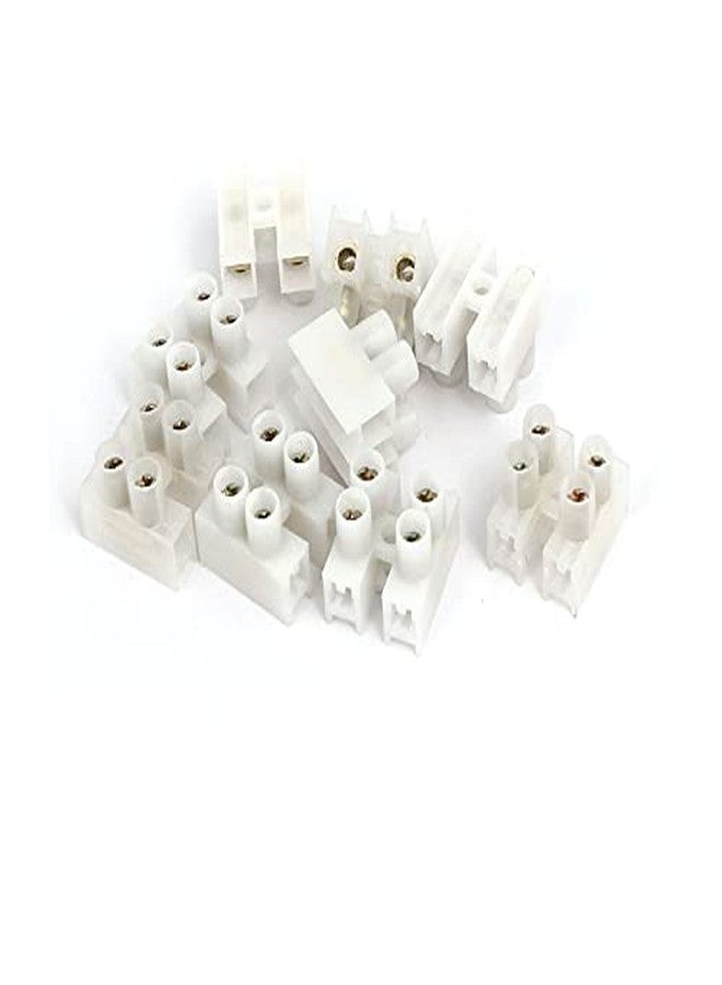 Rpi Shop - 2 Way Terminal Strip Screw Barrier Block, 2 Position Dual Row Type H Wire Connector, Insulated Electrical Connector Pack of 10 Pcs (White) - Image 3