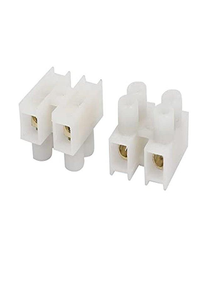 Rpi Shop - 2 Way Terminal Strip Screw Barrier Block, 2 Position Dual Row Type H Wire Connector, Insulated Electrical Connector Pack of 10 Pcs (White) - Image 1