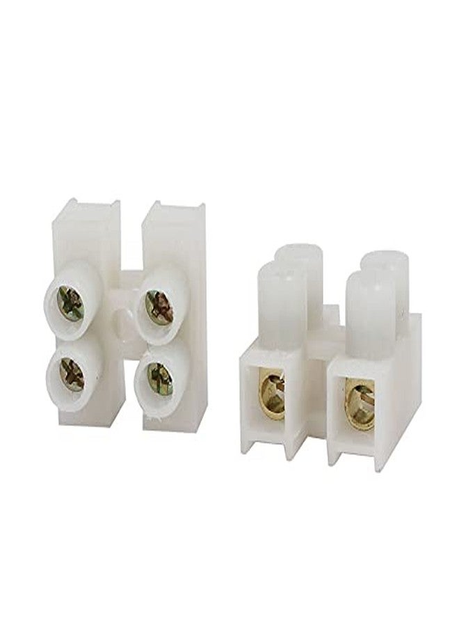 Rpi Shop - 2 Way Terminal Strip Screw Barrier Block, 2 Position Dual Row Type H Wire Connector, Insulated Electrical Connector Pack of 10 Pcs (White) - Image 4