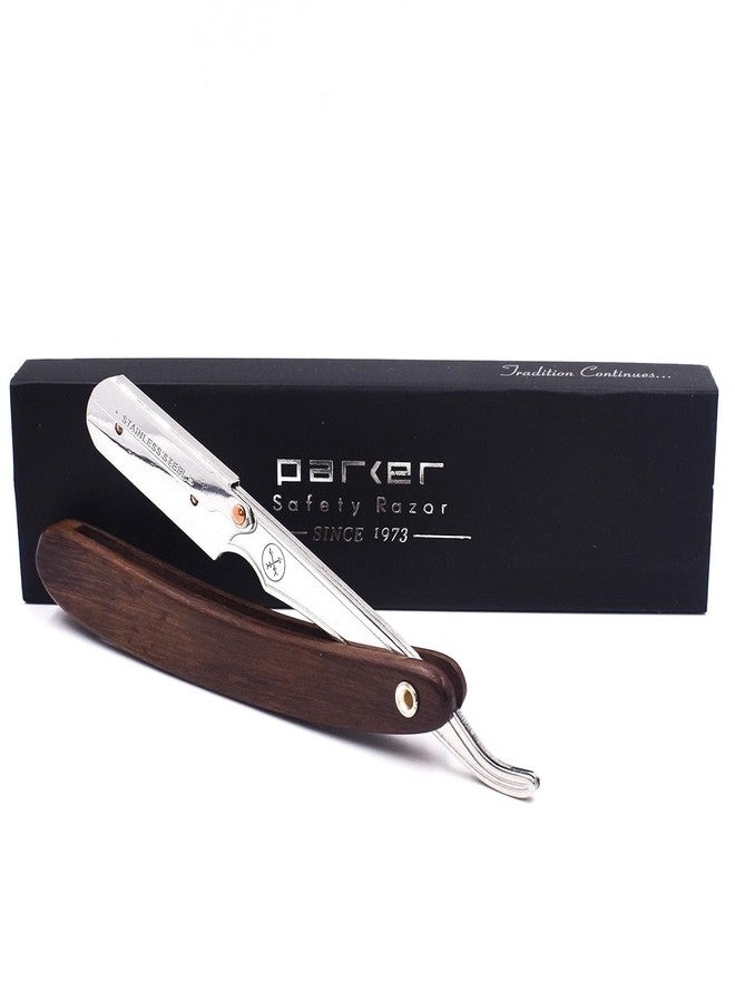 Parker Safety Razor Parker SRDW, Walnut Wood Handle Straight Edge Barber Razor with Stainless Steel Blade Arm for Professionals, 5 Blades included - Image 4