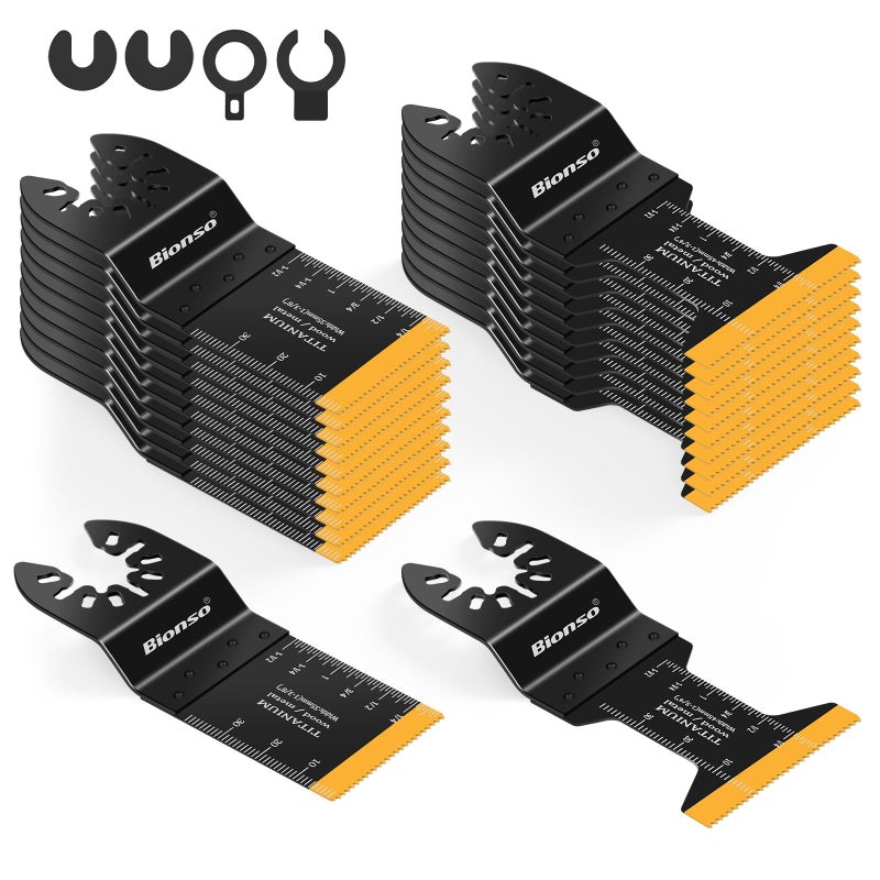 Bionso 22PCS Titanium Oscillating Tool Blade Cuts Metal and Wood, Sharp and Durable Multitool Blades, Multi Tool Blades Kits, Oscillating Saw Blades Fit Dewalt Milwaukee Ryobi Makita Worx Rockwell Wen - Image 1