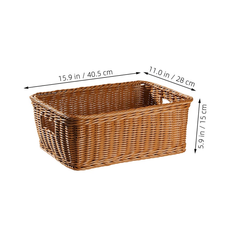 Tabletop Storage Woven Basket Rustic Decorative Organizer Imitation Woven Basket for Book Sundries - Image 3