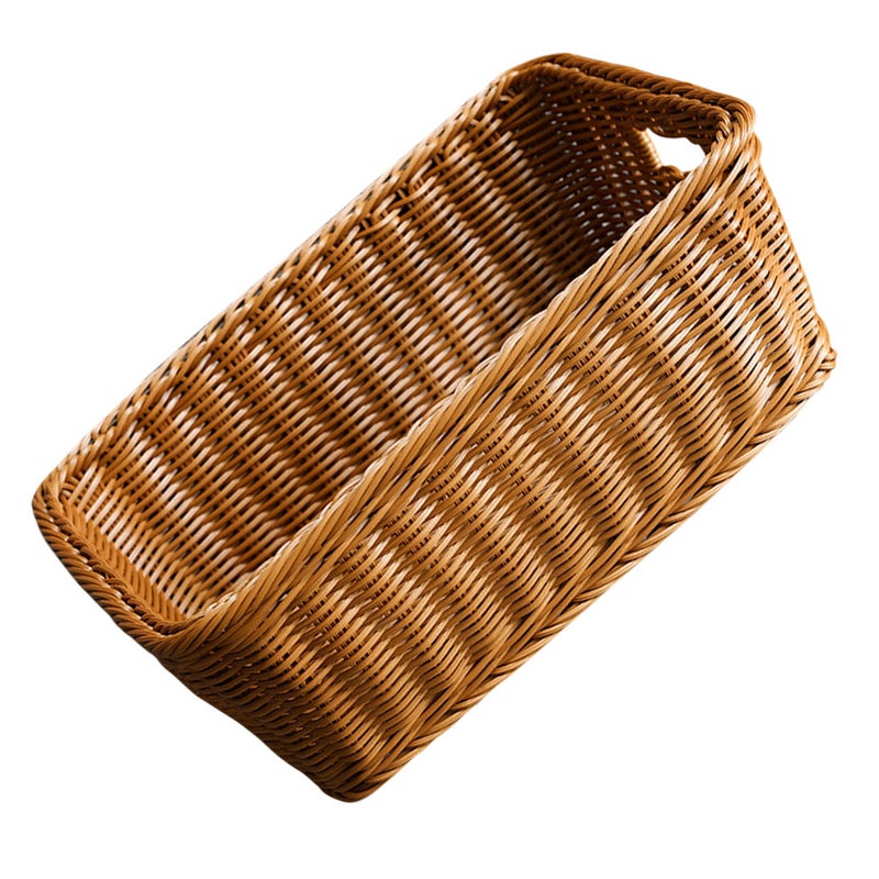 Tabletop Storage Woven Basket Rustic Decorative Organizer Imitation Woven Basket for Book Sundries - Image 1