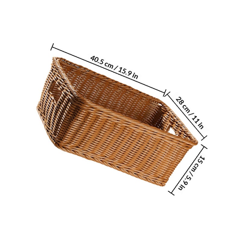 Tabletop Storage Woven Basket Rustic Decorative Organizer Imitation Woven Basket for Book Sundries - Image 2