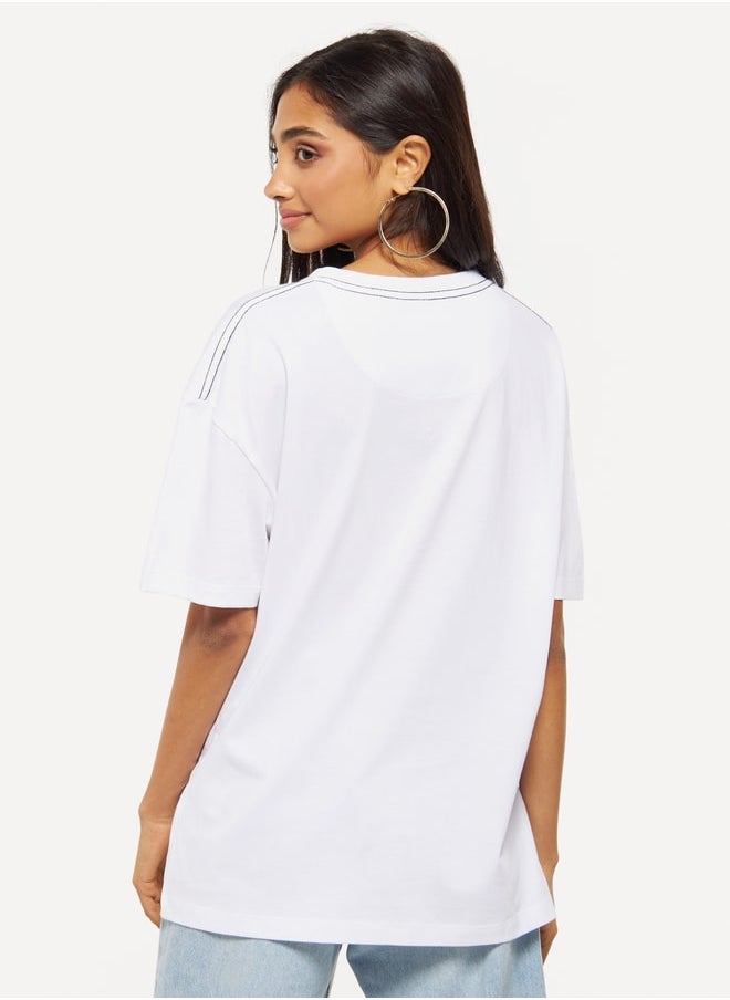 Lee Cooper - Lee Cooper Graphic Print Oversized T-shirt with Short Sleeves - Image 1