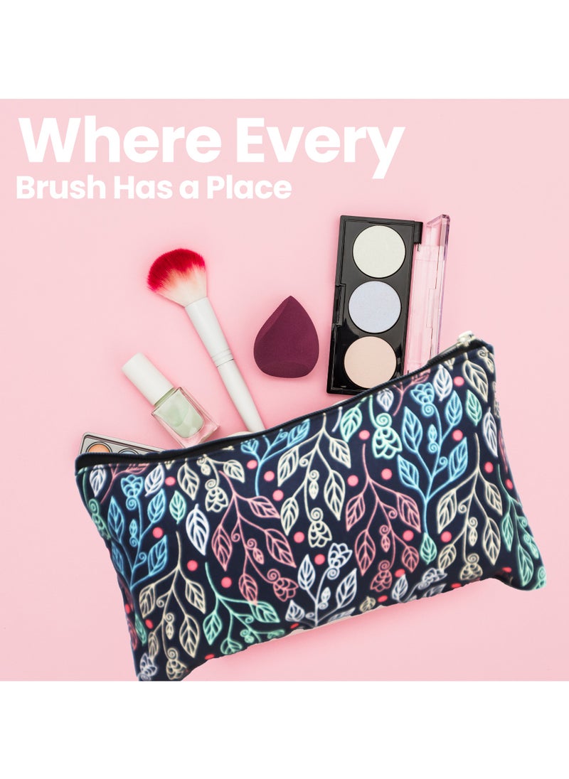 Tediline Makeup Pouch With Zipper, Printed Black Leaf Art, 24 X 15 cm, Lightweight Travel Organizer Bag, Durable Cosmetic Bag for Makeup and Toiletries  - Image 3