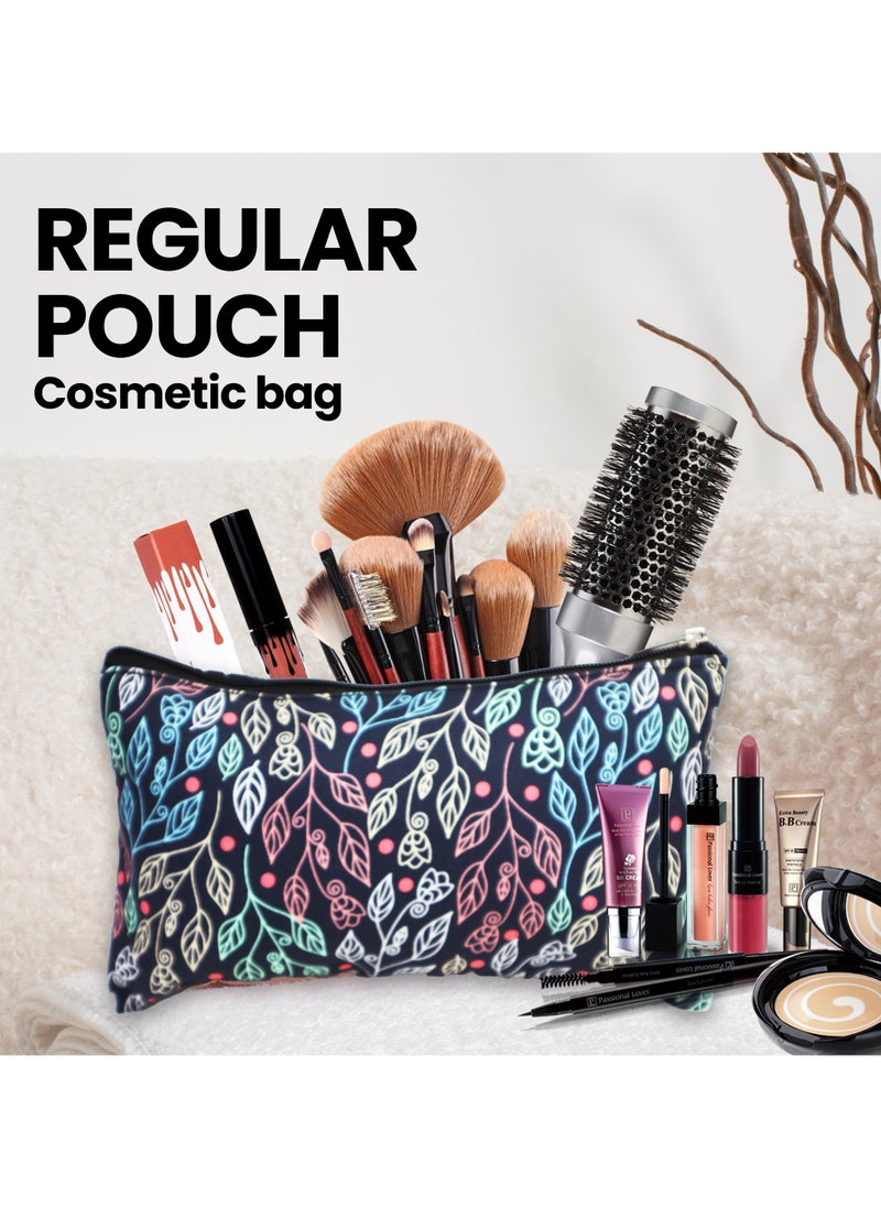 Tediline Makeup Pouch With Zipper, Printed Black Leaf Art, 24 X 15 cm, Lightweight Travel Organizer Bag, Durable Cosmetic Bag for Makeup and Toiletries  - Image 2