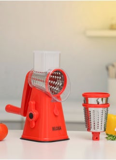 Cheese Grater Stainless Steel / Plastic Hand Crank Grater Rotary with 3  Blades