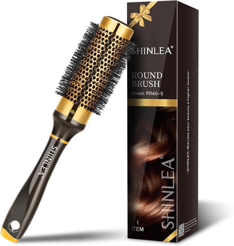 Hair Brush SHINLEA Round Hair Brush for Blow Drying 33MM Aluminium Curly Hair brush Small Hairbrushes for Women Curling Hair Drying Styling Straightening and Shine