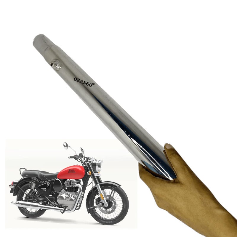 Ozango Bike Bend Pipe Catalitic convertor Silencer Exhaust Connector Chrome for BS6 Model Compatible with RE Reborn Classic 350 - Image 1