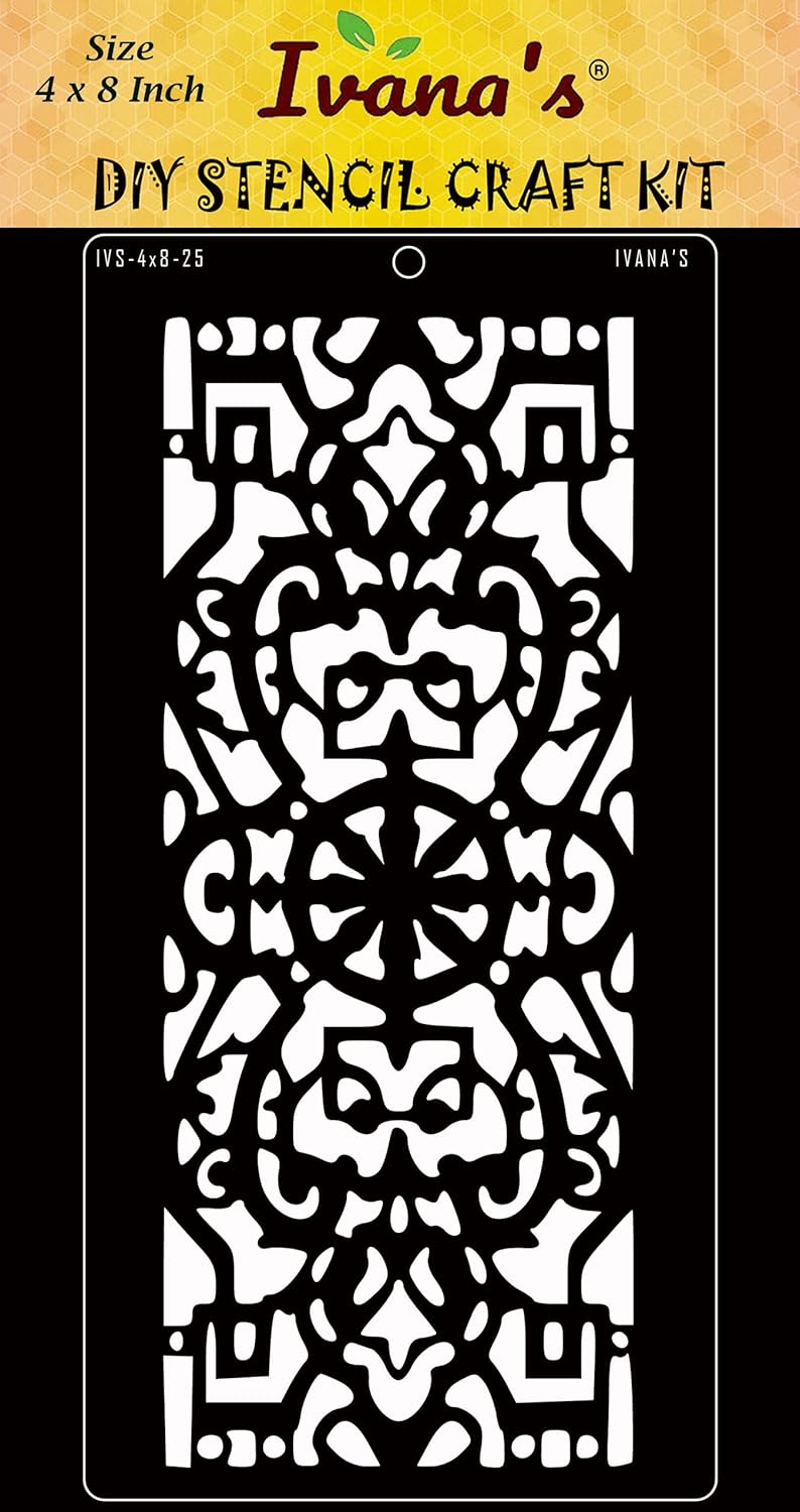 ivana's Ivana's Border Pattern Stencil for Art & Craft, Reusable Decorative Stencil for Painting on Canvas, Fabric, Cloth, Paper, Glass, Furniture and Wall, Size - 4 x 8 inch, Pack of 1, IVS4X8-25  - Image 2