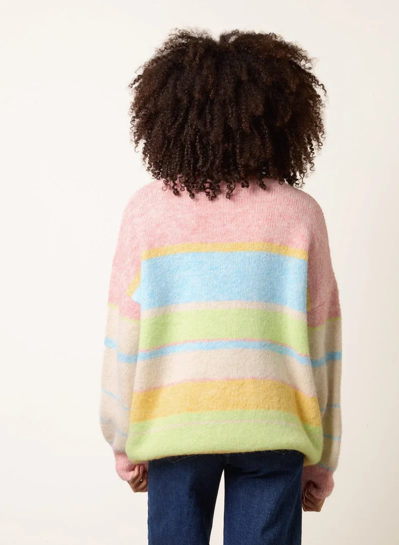 Blue Vanilla Round Neck Stripe Jumper