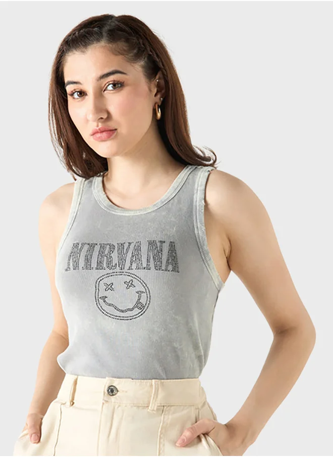 اس بي كاركترز Embellished  Crew Neck Tank Top