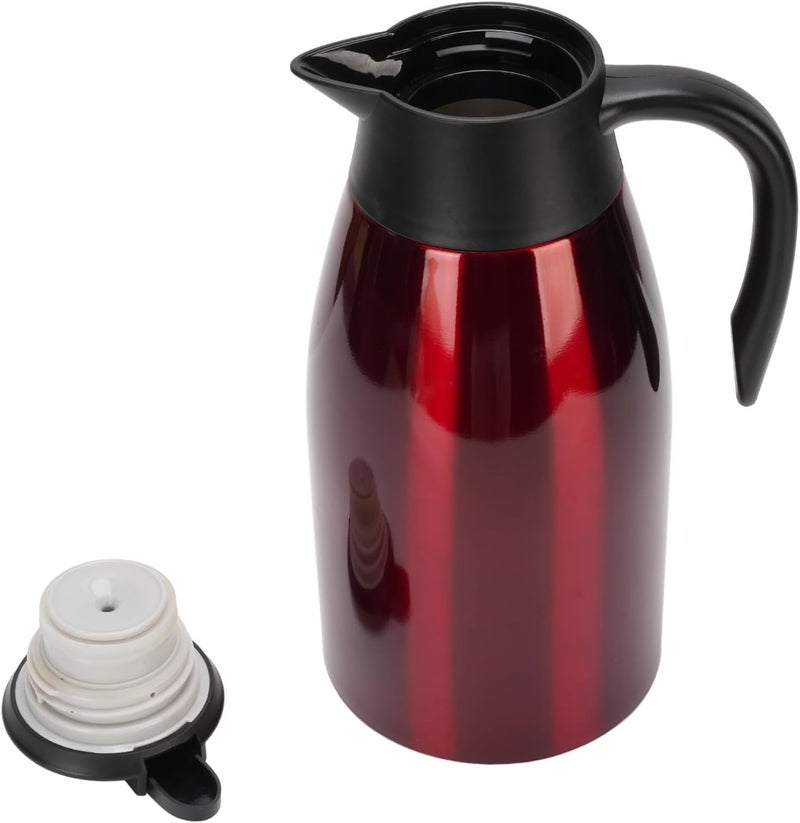 AYNEFY 2L Stainless Steel Coffee Pot – Double Wall Vacuum Insulated Hot Beverage Dispenser for Coffee, Tea, Milk & Water | 24-Hour Heat Retention | BPA-Free, Dishwasher Safe | Red - Image 1