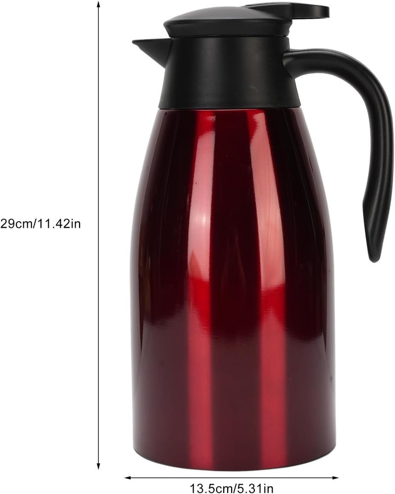AYNEFY 2L Stainless Steel Coffee Pot – Double Wall Vacuum Insulated Hot Beverage Dispenser for Coffee, Tea, Milk & Water | 24-Hour Heat Retention | BPA-Free, Dishwasher Safe | Red - Image 4