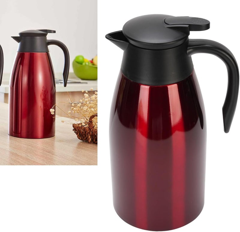AYNEFY 2L Stainless Steel Coffee Pot – Double Wall Vacuum Insulated Hot Beverage Dispenser for Coffee, Tea, Milk & Water | 24-Hour Heat Retention | BPA-Free, Dishwasher Safe | Red - Image 5