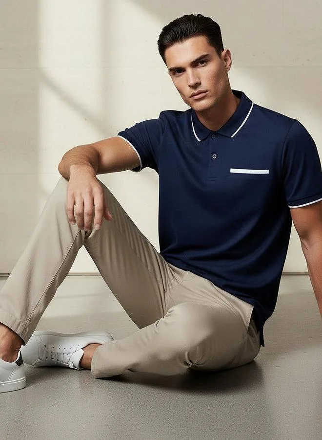 سبلاش فيڤ Men Short Sleeves Textured Polo T shirt