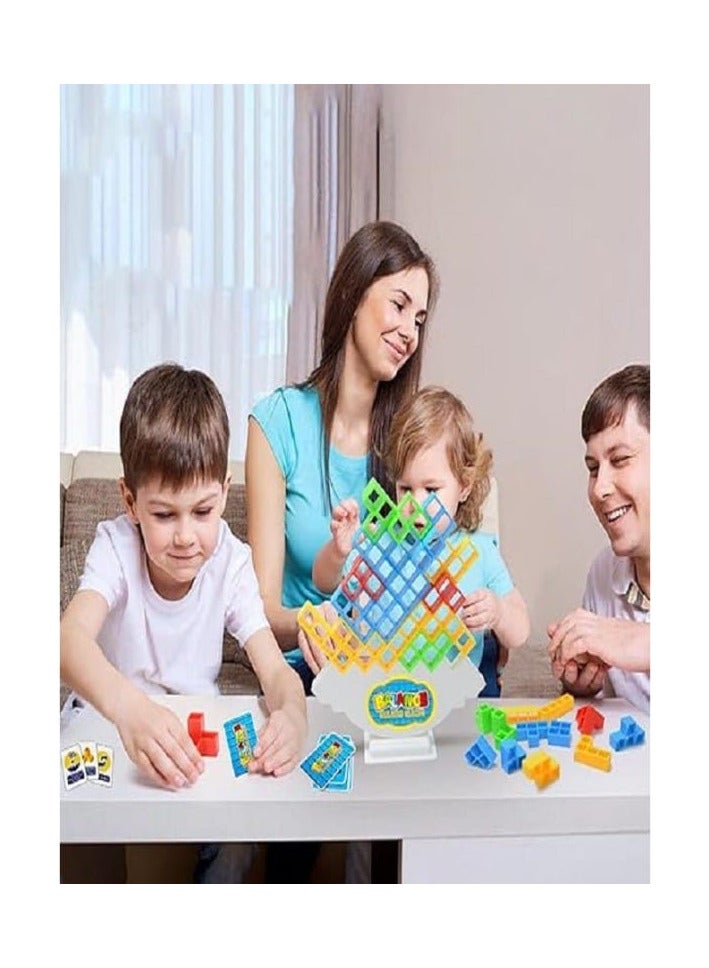 Tetra Tower Game, 32 Pieces Tetris Balance Tower Game, Creative Stacking Game Toy, Stacking Blocks Balancing Game, Wooden Stacking Tower for Kids, Puzzle Game Gifts for Boys and Girls - Image 4