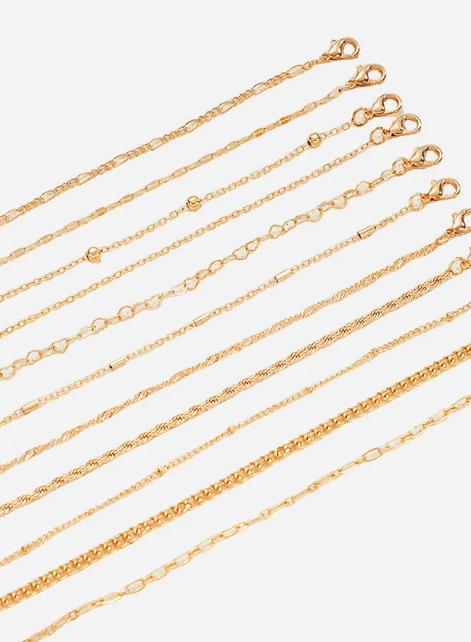 تايك تو Set of 11 - Textured Chain Bracelets