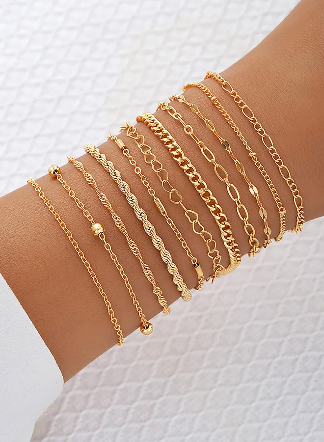 تايك تو Set of 11 - Textured Chain Bracelets