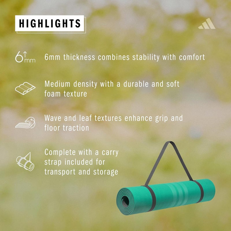 ADIDAS Double Sided Yoga Mat - 6mm - Pure Teal - Image 5