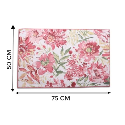 OAN Dish Drying Mat, Absorbent, Microfiber, Countertop Protector (Pink Flowers, 75x50CM, Pack of 1) - Image 3