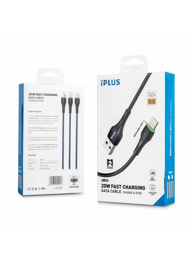 آي بلس كابل بيانات iPLUS للشحن السريع بقوة 20 واط - الموديل: iP-L126 للشحن والمزامنة | مؤشر ضوئي متوهج - Image 4