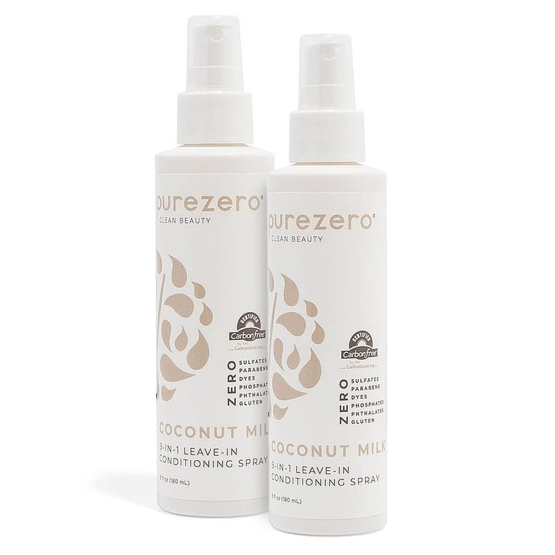 Purezero 9-in-1 Coconut Milk - Leave-In Conditioning Spray - Intense Hydration & Increase Shine, Fight Dandruff & Frizz, Zero Sulfates, Parabens, Dyes (6 oz (2 Pack)) - Image 1