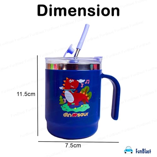 FunBlast Stainless Steel Mug with Lid & Straw for Kids, Milk Drinking Mug for Kids, Insulated Coffee Mug for Girls, Insulated Vacuum Cup, Birthday Return Gifts for Kids (400 ML, Multicolor) - Image 2