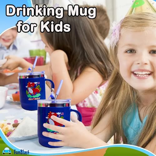 FunBlast Stainless Steel Mug with Lid & Straw for Kids, Milk Drinking Mug for Kids, Insulated Coffee Mug for Girls, Insulated Vacuum Cup, Birthday Return Gifts for Kids (400 ML, Multicolor) - Image 5