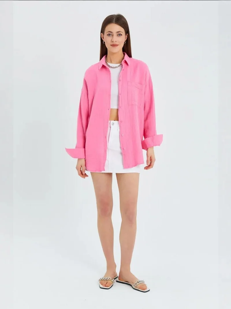 MixRay Mixray Oversize Shirt with Pocket Detail