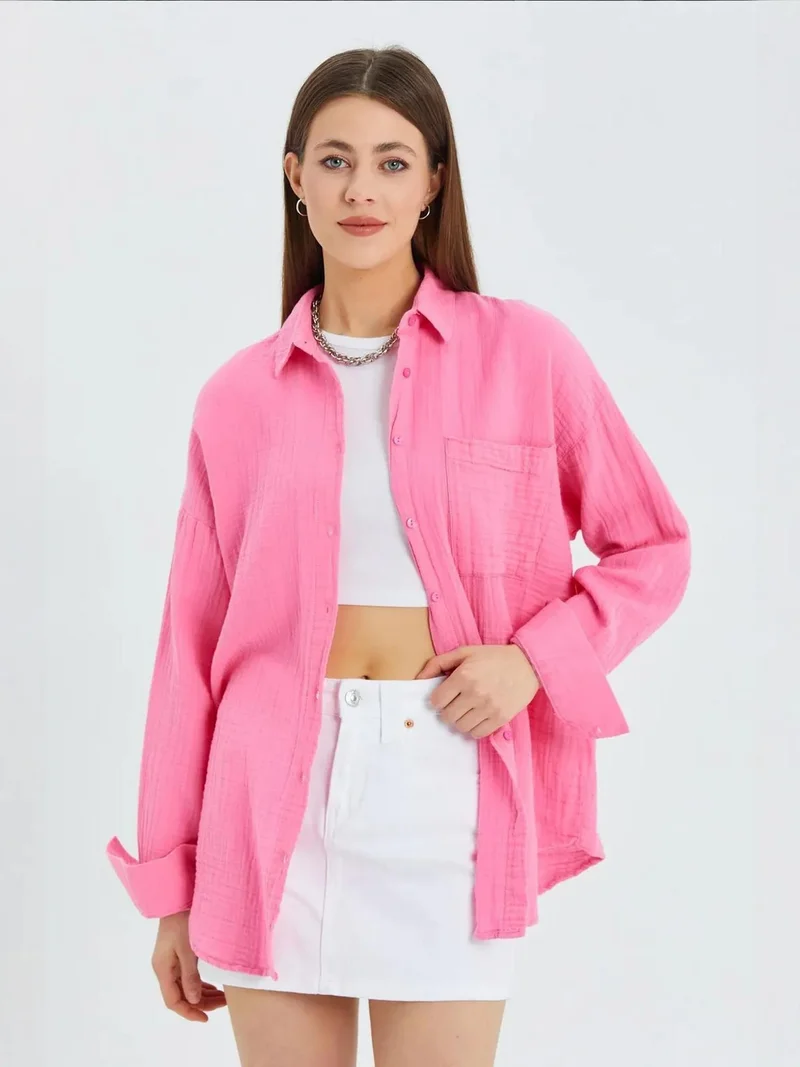 Mixray Oversize Shirt with Pocket Detail