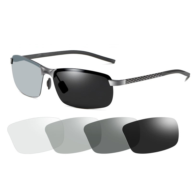 YIMI Polarized Photochromic Driving z87 Sunglasses For Men Day and Night safety glasses (carbon fibre) - Image 1