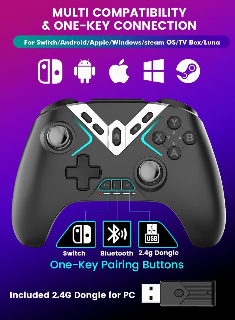 Wireless Bluetooth Game Controller for PC iPhone Android Switch TV with USB Dongle Phone Clip Gyro Aim Hall Trigger and Macro Functions - Image 2