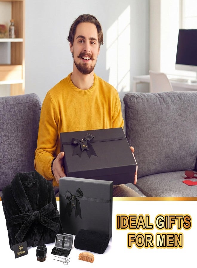 Hercicy 9 Pack Birthday Gifts for Men, Dad Beard Care Set for Him, Beard Grooming Bath Robe Slippers Nail Care Kit Towel Men's Gift Box for Husband Brother Dad(Black,Plush - Image 5