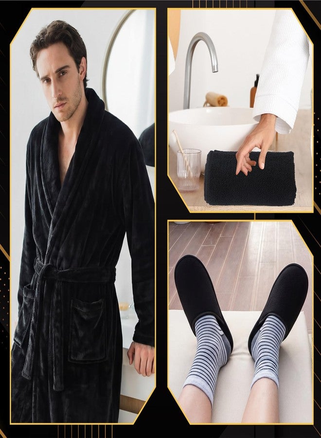 Hercicy 9 Pack Birthday Gifts for Men, Dad Beard Care Set for Him, Beard Grooming Bath Robe Slippers Nail Care Kit Towel Men's Gift Box for Husband Brother Dad(Black,Plush - Image 4